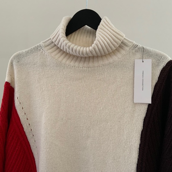 French Connection Colourblock Wool / Cotton Blend Oversized Knit Sweater - Picture 3 of 10